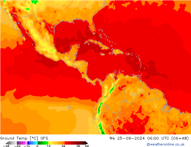 Topraküstü en düşük Sıc. GFS Çar 25.09.2024 06 UTC