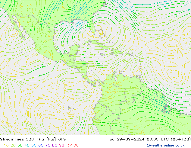 Streamlines 500 hPa GFS Su 29.09.2024 00 UTC