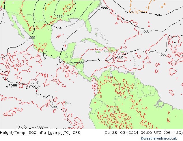 Z500/Rain (+SLP)/Z850 GFS sáb 28.09.2024 06 UTC