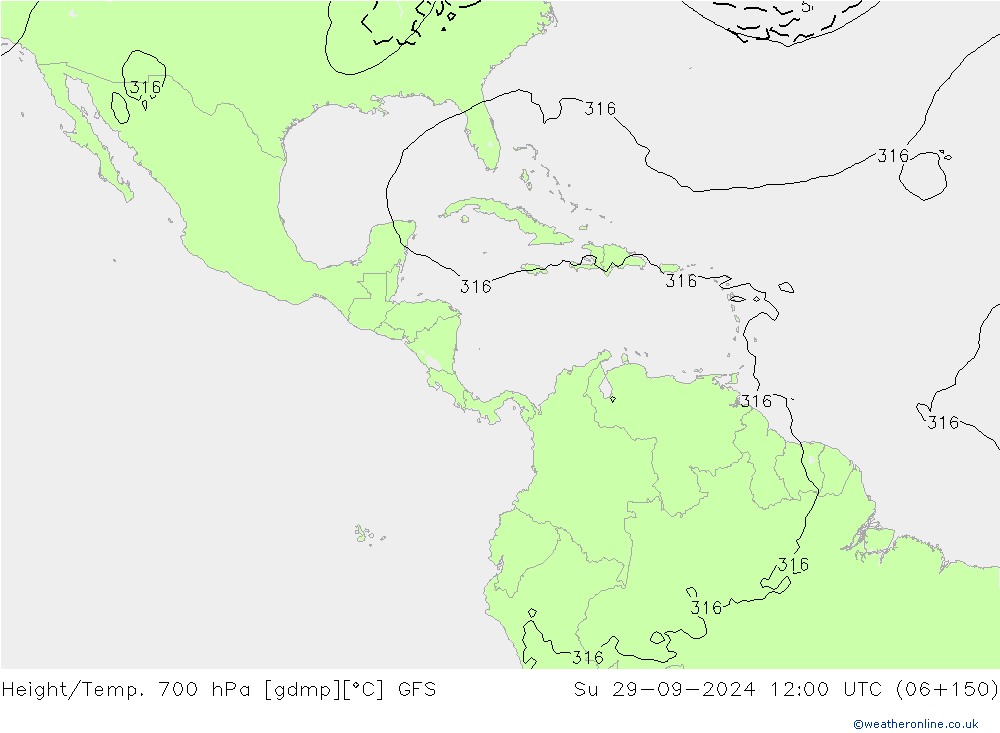 Height/Temp. 700 hPa GFS Su 29.09.2024 12 UTC