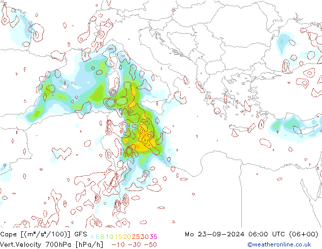 Cape GFS Mo 23.09.2024 06 UTC