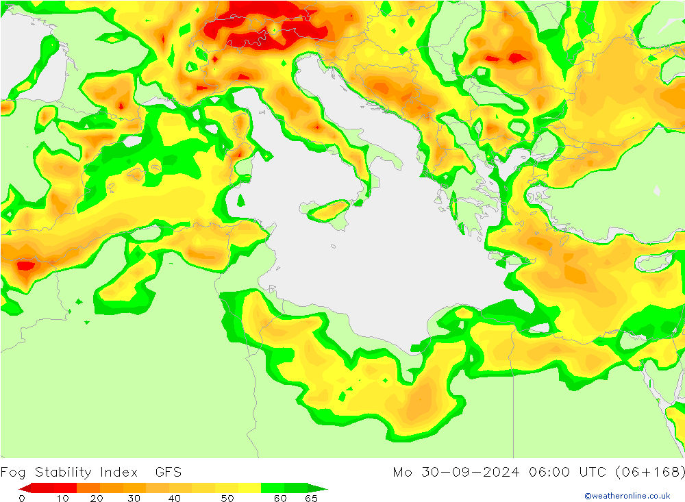 Fog Stability Index GFS pon. 30.09.2024 06 UTC