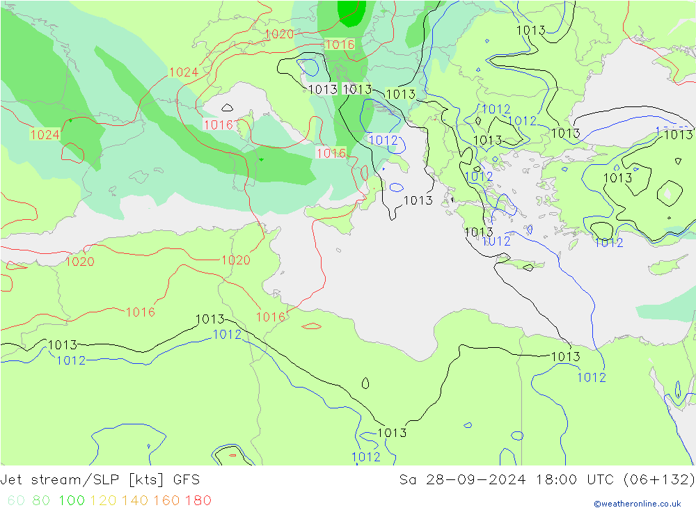 Jet stream/SLP GFS Sa 28.09.2024 18 UTC