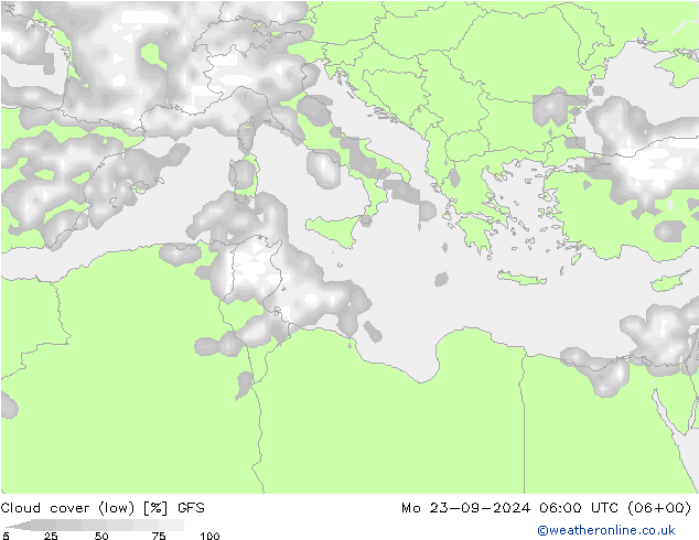 nuvens (baixo) GFS Seg 23.09.2024 06 UTC