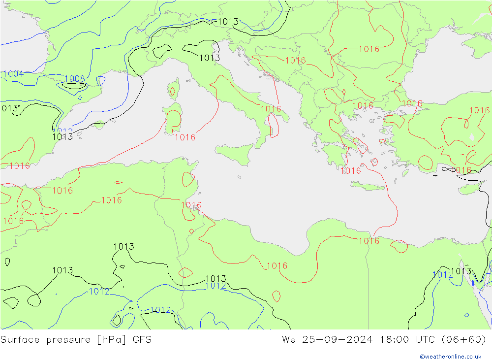 pression de l'air GFS mer 25.09.2024 18 UTC