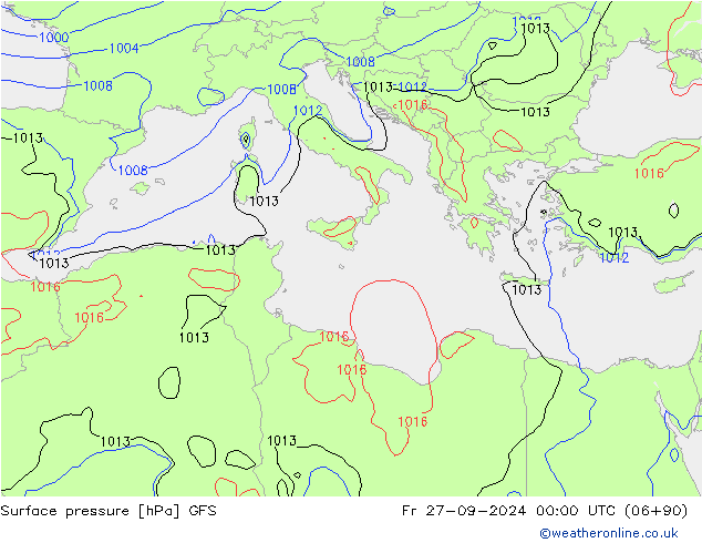 Surface pressure GFS Fr 27.09.2024 00 UTC