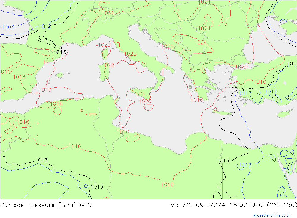 GFS: Po 30.09.2024 18 UTC