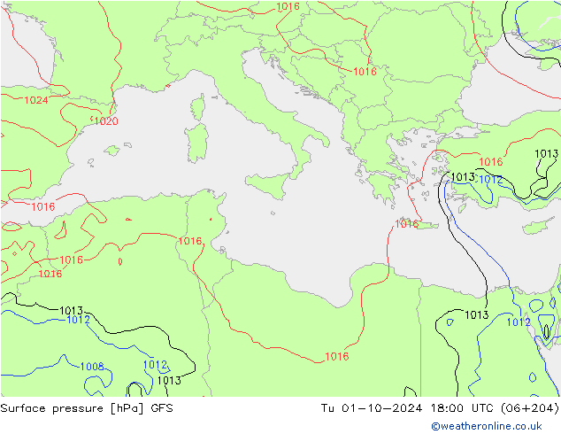 GFS: wto. 01.10.2024 18 UTC