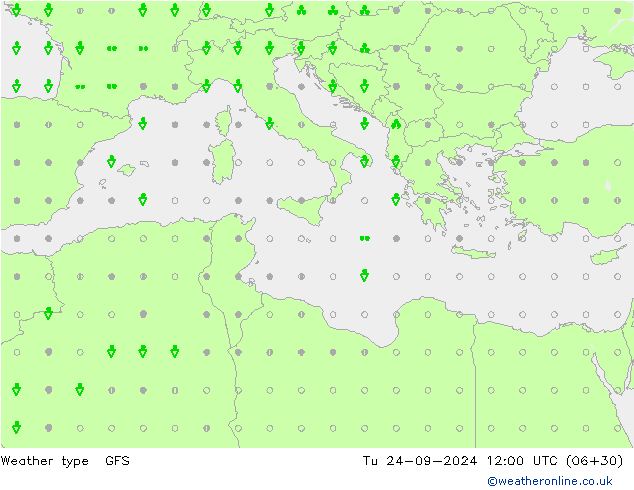 Tipo di precipitazione GFS mar 24.09.2024 12 UTC