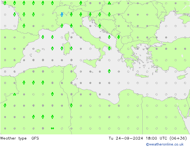 Weather type GFS Tu 24.09.2024 18 UTC