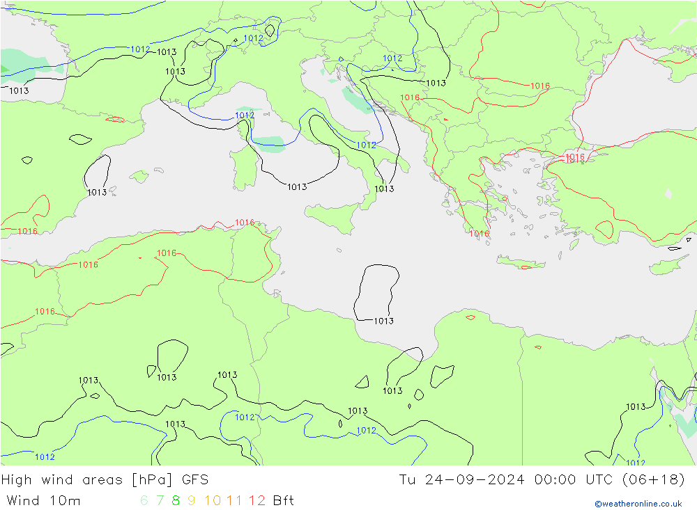 High wind areas GFS Tu 24.09.2024 00 UTC