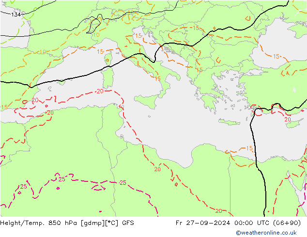 Z500/Rain (+SLP)/Z850 GFS Fr 27.09.2024 00 UTC