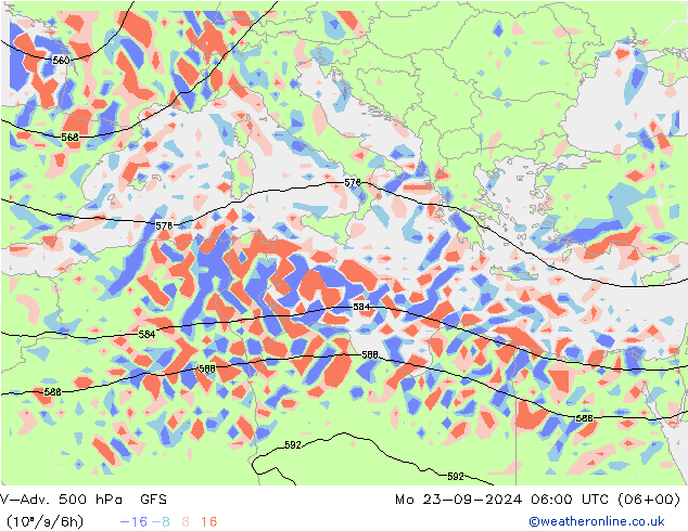 V-Adv. 500 hPa GFS Mo 23.09.2024 06 UTC