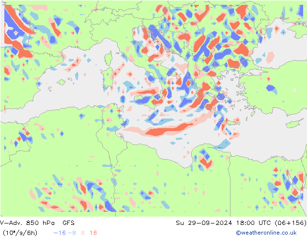 V-Adv. 850 hPa GFS Paz 29.09.2024 18 UTC