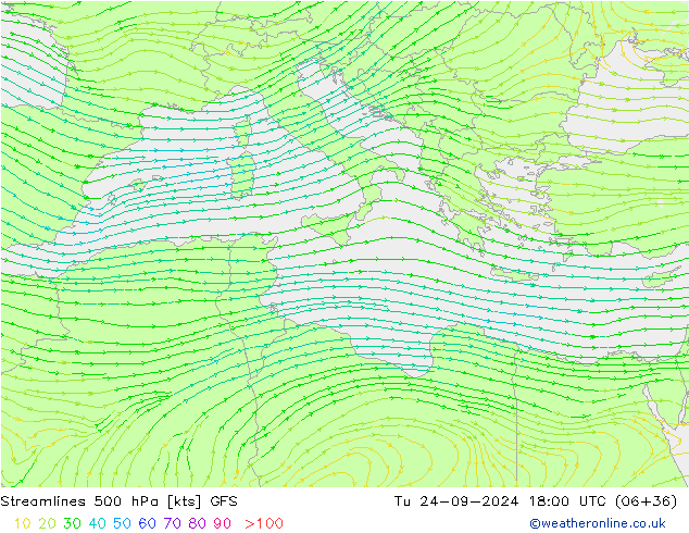 Rüzgar 500 hPa GFS Sa 24.09.2024 18 UTC