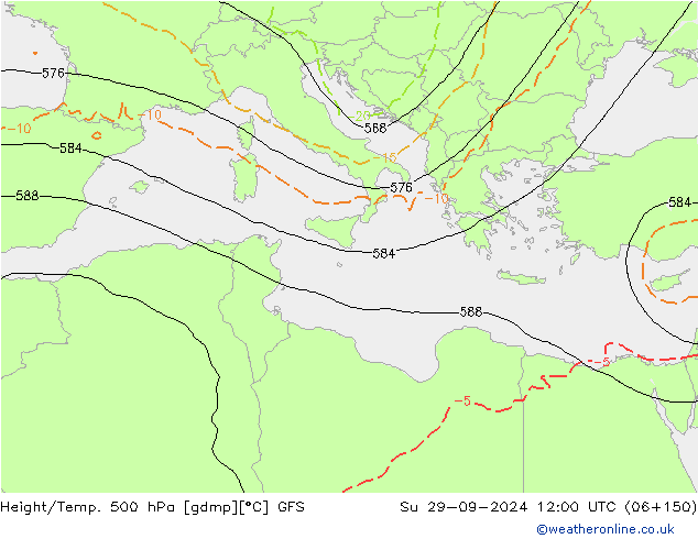 Height/Temp. 500 hPa GFS  29.09.2024 12 UTC