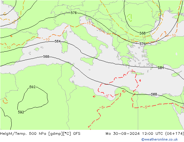 Height/Temp. 500 hPa GFS  30.09.2024 12 UTC