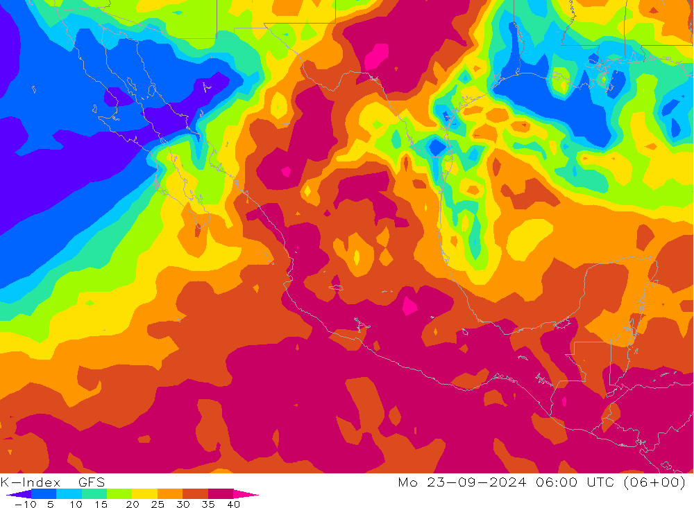 K-Index GFS lun 23.09.2024 06 UTC