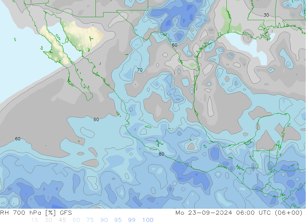 RV 700 hPa GFS ma 23.09.2024 06 UTC