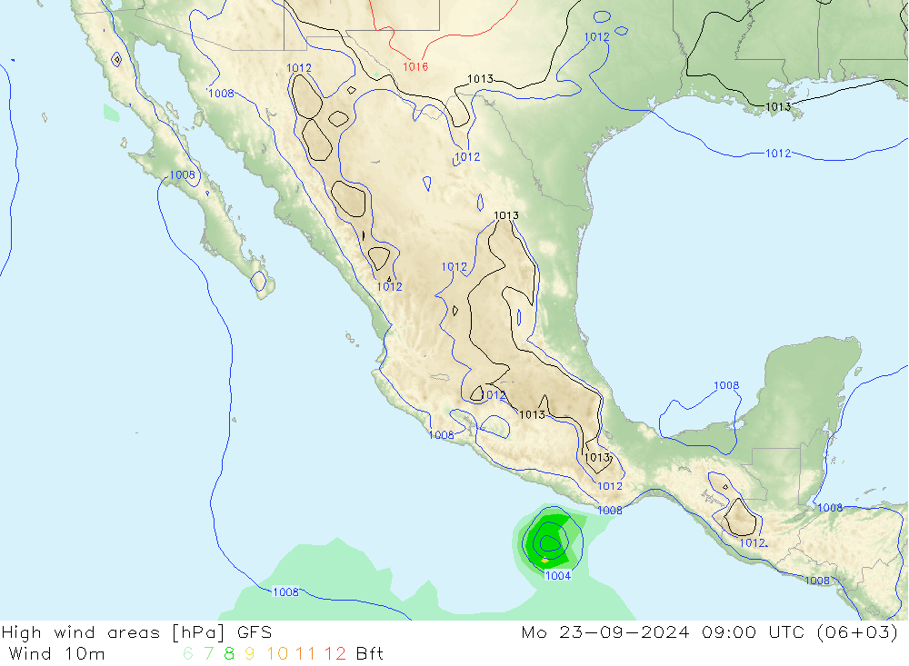 High wind areas GFS Seg 23.09.2024 09 UTC