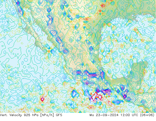 Vert. Velocity 925 гПа GFS пн 23.09.2024 12 UTC