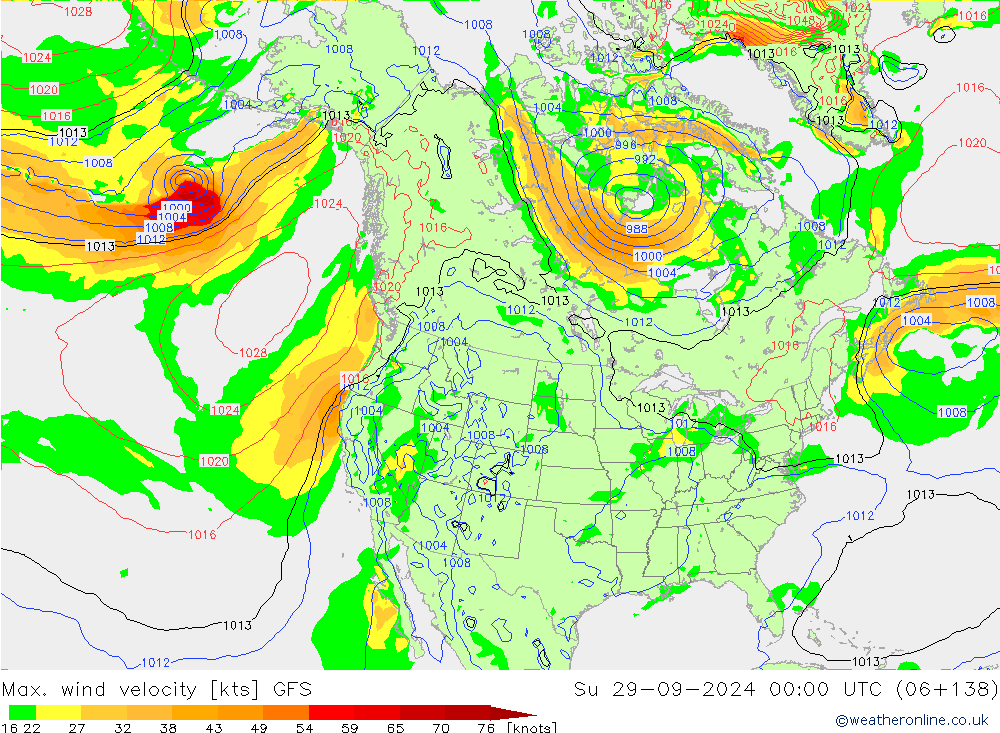 Max. wind velocity GFS  29.09.2024 00 UTC