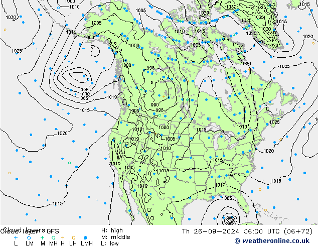 Cloud layer GFS Th 26.09.2024 06 UTC