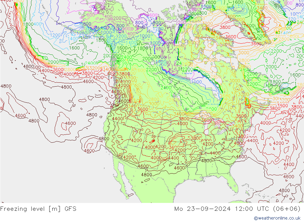 Freezing level GFS Mo 23.09.2024 12 UTC