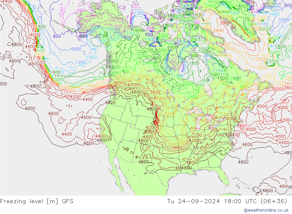 Freezing level GFS wto. 24.09.2024 18 UTC