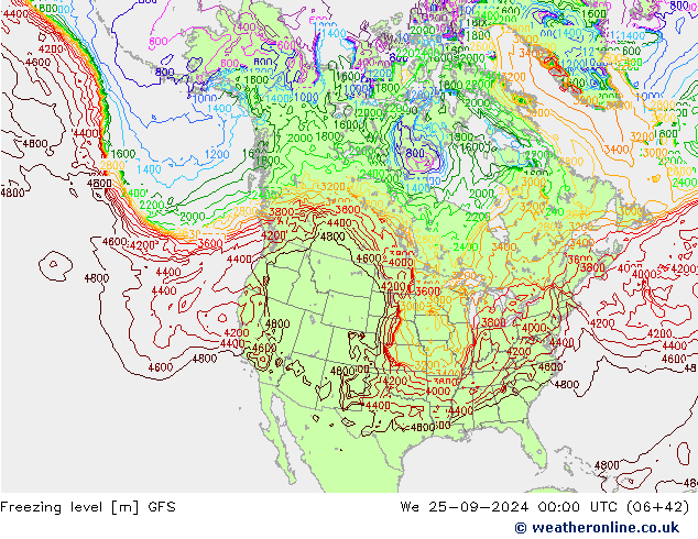 Nulgradenniveau GFS wo 25.09.2024 00 UTC