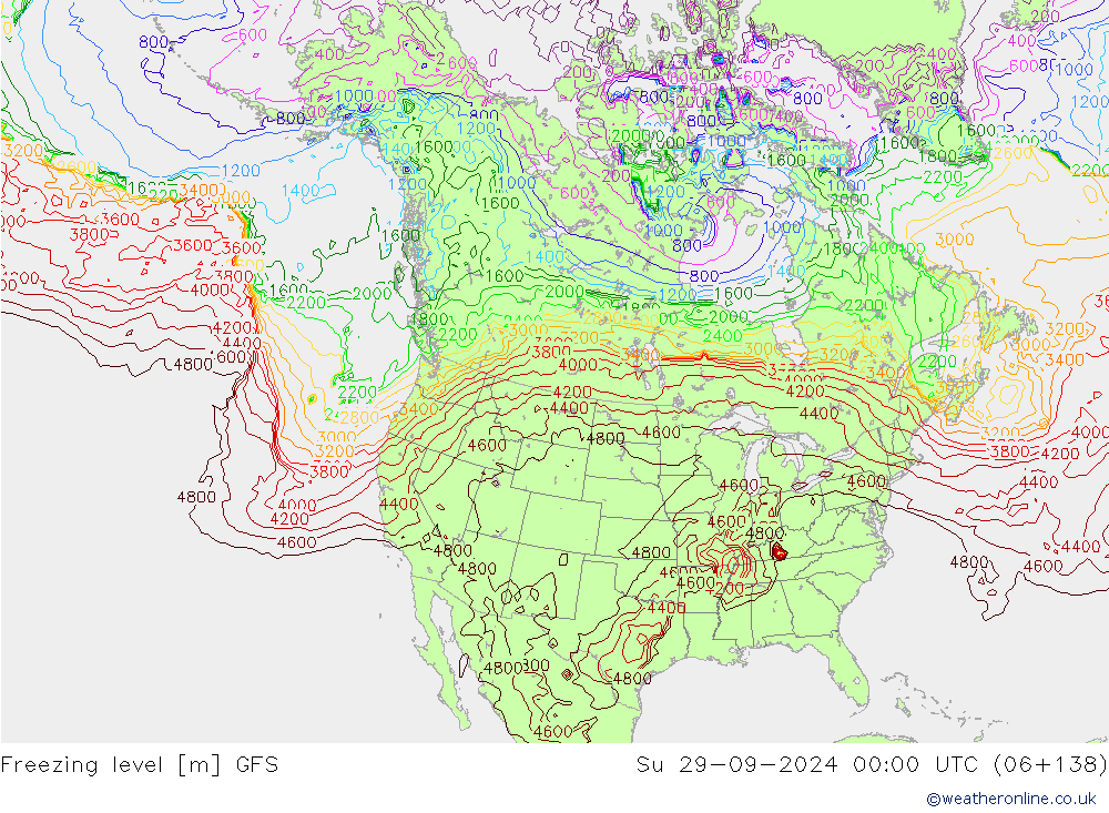 Freezing level GFS Su 29.09.2024 00 UTC