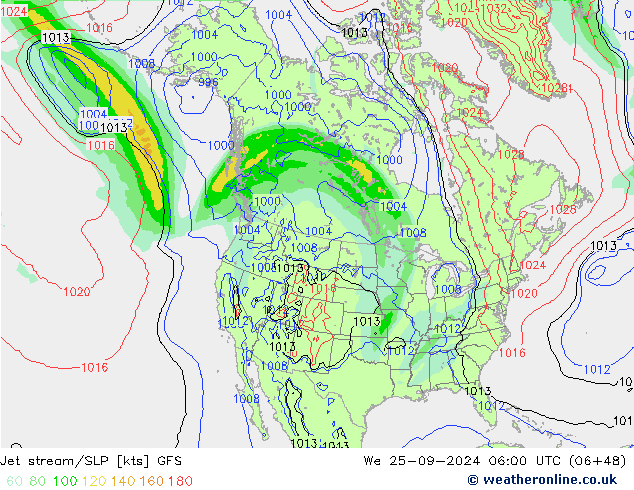 Jet stream/SLP GFS We 25.09.2024 06 UTC