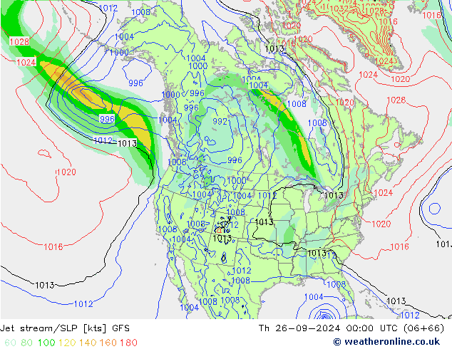 Jet stream/SLP GFS Th 26.09.2024 00 UTC