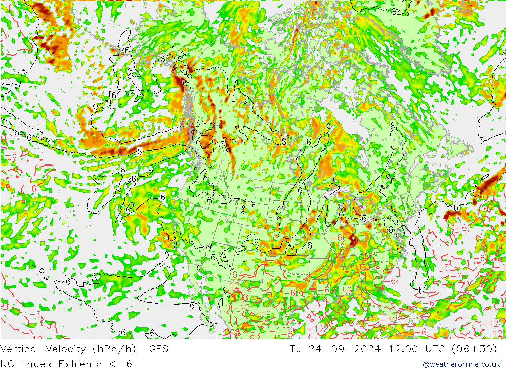 Konveksiyon - İndeks GFS Sa 24.09.2024 12 UTC