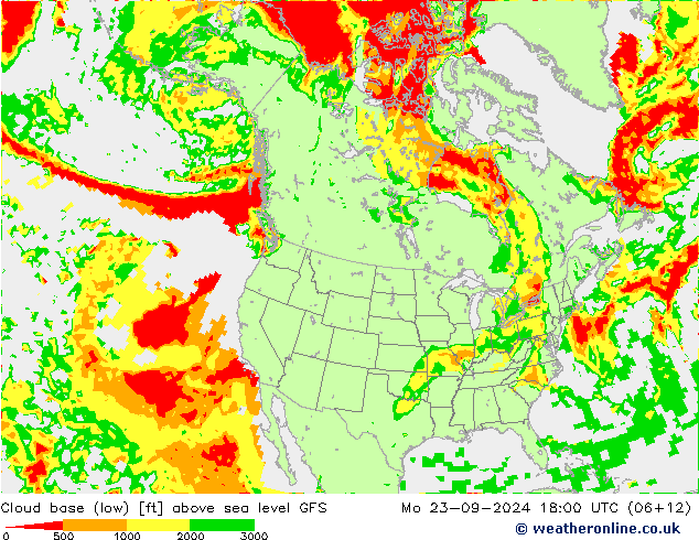 Cloud base (low) GFS Mo 23.09.2024 18 UTC