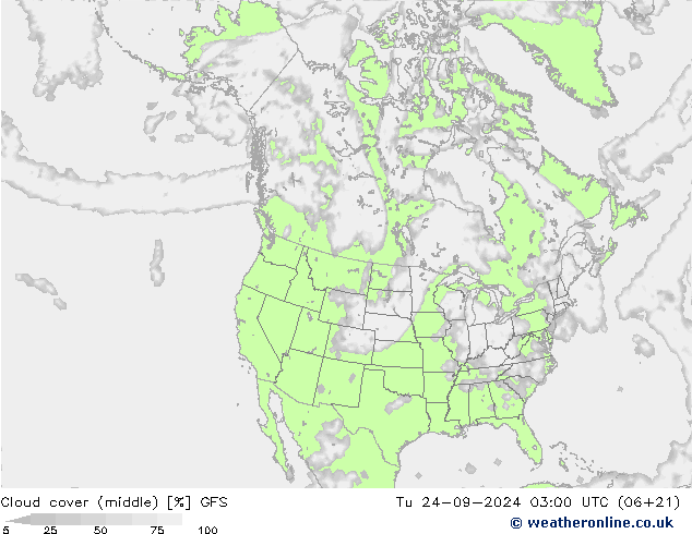 Nuages (moyen) GFS mar 24.09.2024 03 UTC