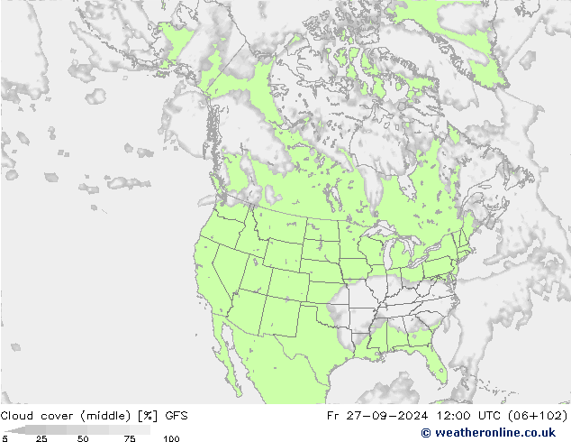 Cloud cover (middle) GFS Fr 27.09.2024 12 UTC