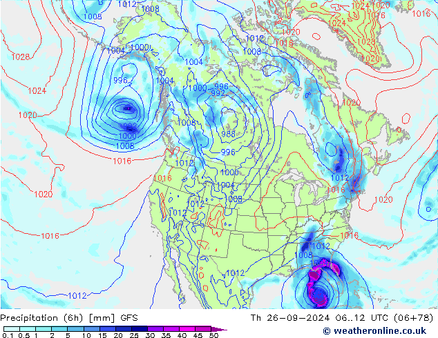 Z500/Rain (+SLP)/Z850 GFS Th 26.09.2024 12 UTC