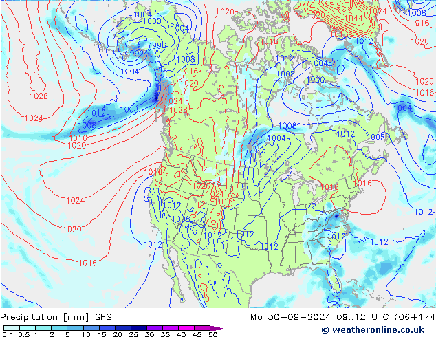 precipitação GFS Seg 30.09.2024 12 UTC