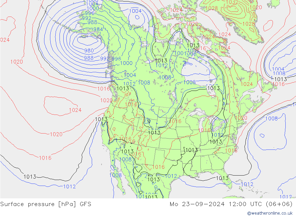 pression de l'air GFS lun 23.09.2024 12 UTC