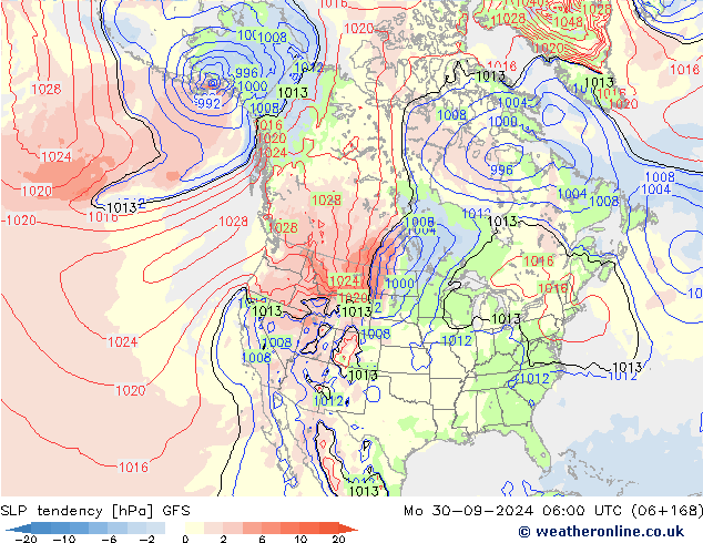 Drucktendenz GFS Mo 30.09.2024 06 UTC