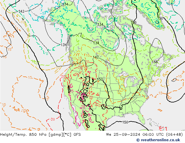 Z500/Rain (+SLP)/Z850 GFS We 25.09.2024 06 UTC