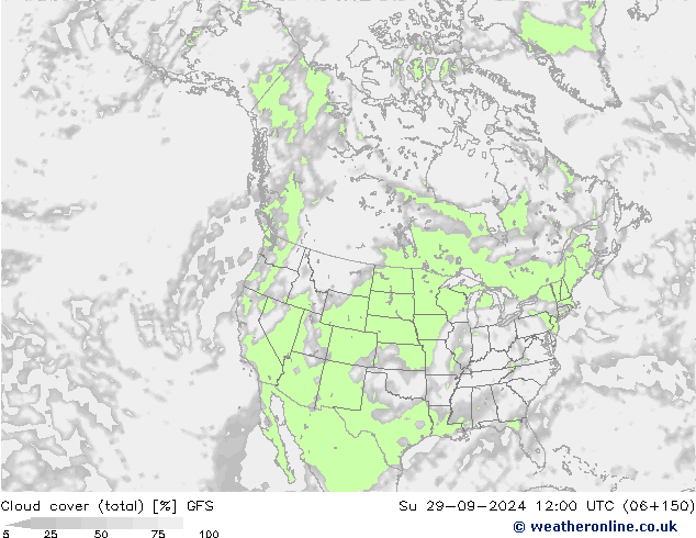 zachmurzenie (suma) GFS nie. 29.09.2024 12 UTC