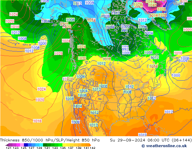 Thck 850-1000 hPa GFS Ne 29.09.2024 06 UTC