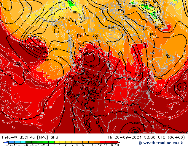 Theta-W 850hPa GFS Th 26.09.2024 00 UTC