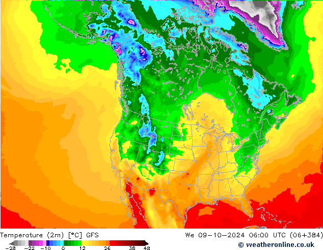 Sıcaklık Haritası (2m) GFS Çar 09.10.2024 06 UTC