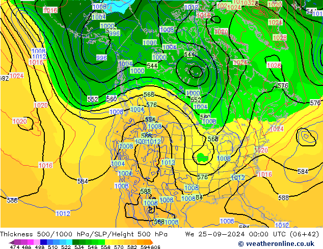 Thck 500-1000hPa GFS We 25.09.2024 00 UTC