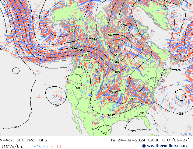 V-Adv. 500 hPa GFS mar 24.09.2024 09 UTC