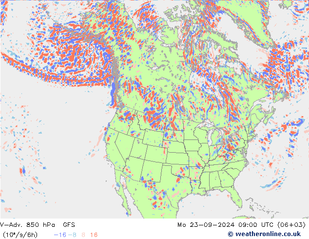 V-Adv. 850 hPa GFS pon. 23.09.2024 09 UTC