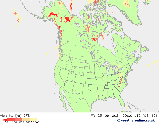 Visibilità GFS mer 25.09.2024 00 UTC